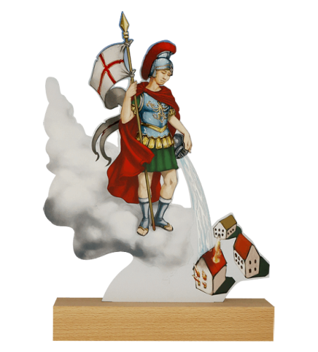 Statuetka Metalowa na Drewnie Jesionowym Święty Florian 37 cm WL-FIR