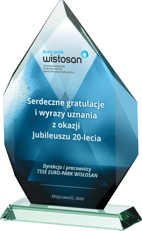Eleganckie podziękowanie za lata pracy w firmie szkło G018