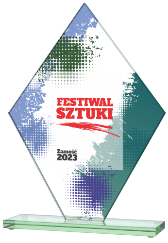 Szklana nagroda korporacyjna pełnokolorowy nadruk CMYK GS118