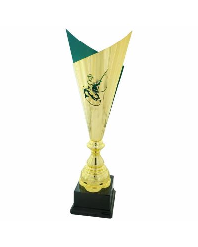 Duży Puchar Wędkarski Metalowy 4014 | Złoto-Zielony (49-53,5 cm)