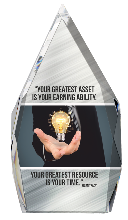 Nagroda z kryształu pod dowolny nadruk z palety CMYK