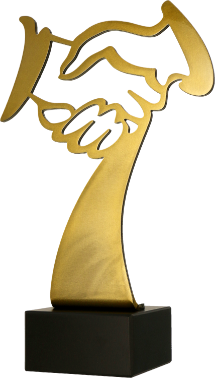 Statuetka Metalowa Uścisk Dłoni BL-HUG 31 cm | Big Line Złota