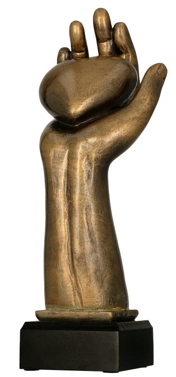 Statuetka Odlewana Serce na Dłoni RFST3040/BR 25 cm | Podziękowanie