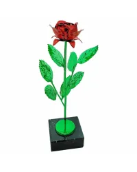 STATUETKA 4212 - RÓŻA - CZERWONO-ZIELONA BŁYSK