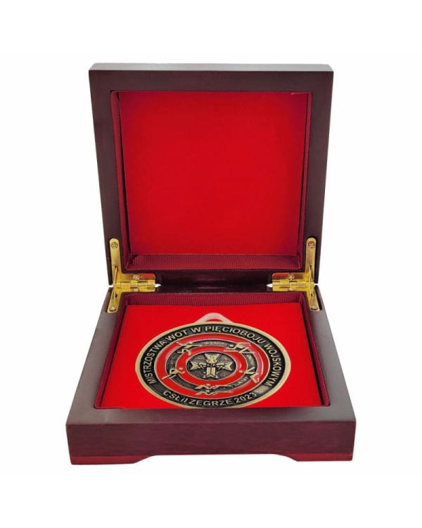 Etui Drewniane na Medal 70mm ETM28 Czerwone