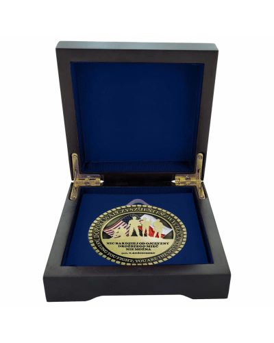Etui Drewniane na Medal 70mm ETM27 Niebieskie