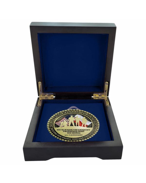 Etui Drewniane na Medal 70mm ETM27 Niebieskie