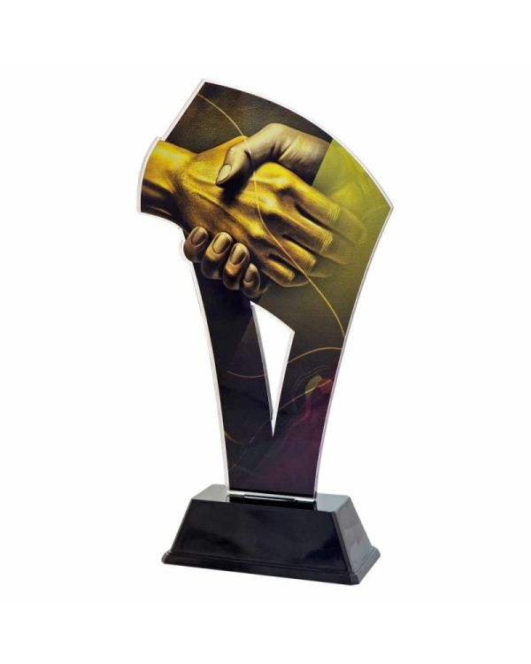 Statuetka z Pleksi 4598 Uścisk Dłoni 22 cm | Podziękowanie za Współpracę