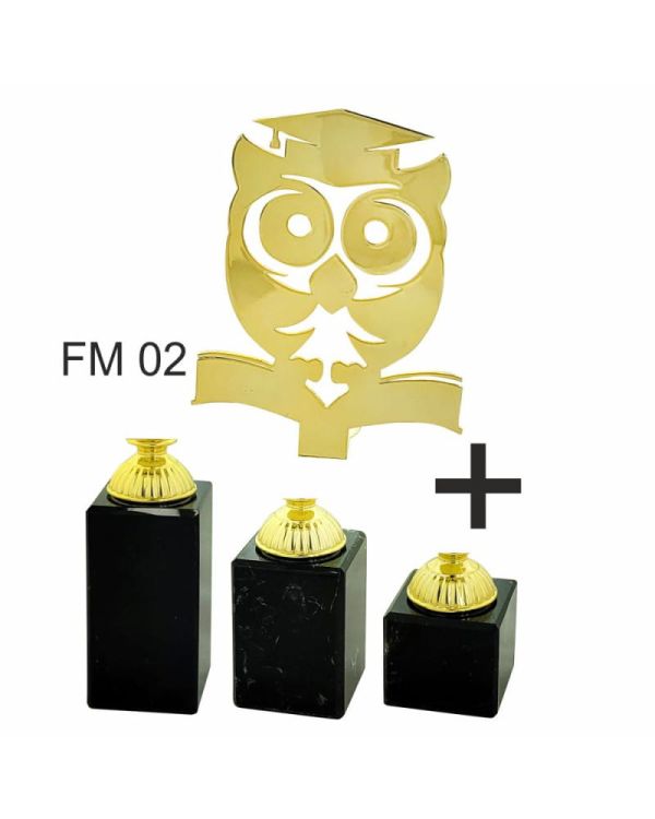 Statuetka Metalowa Sowa Biret 4215-FM02 | Nagroda Edukacyjna