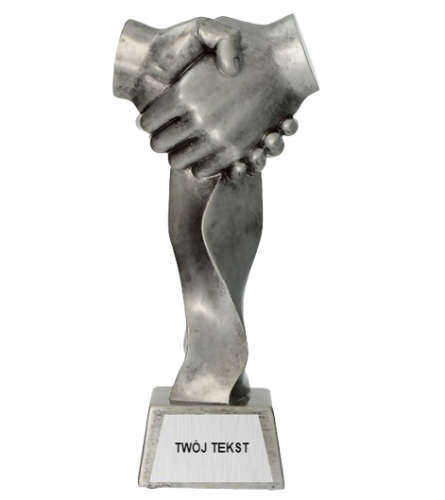 srebrna tabliczka - Statuetka Odlewana Srebrna Uścisk Dłoni