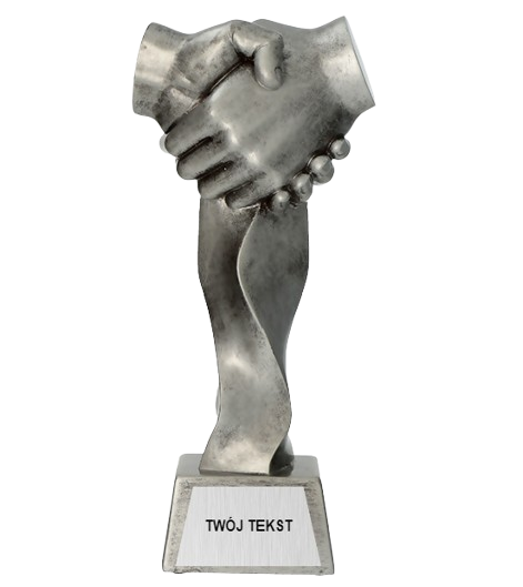 srebrna tabliczka - Statuetka Odlewana Srebrna Uścisk Dłoni