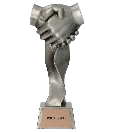 Statuetka Odlewana Srebrna Uścisk Dłoni  - brązowa tabliczka
