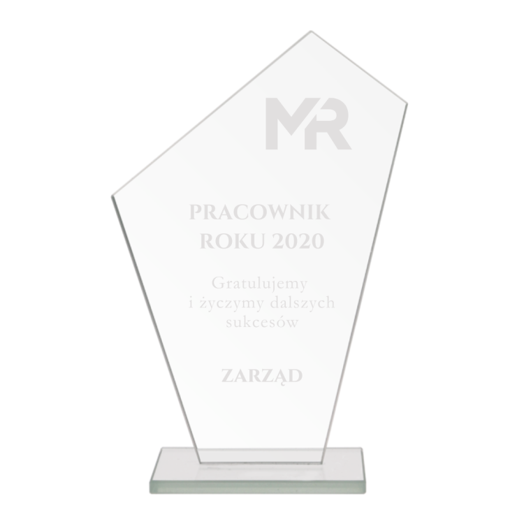 Eleganckie trofeum firmowe klasyczny mleczny grawer bez tła M64