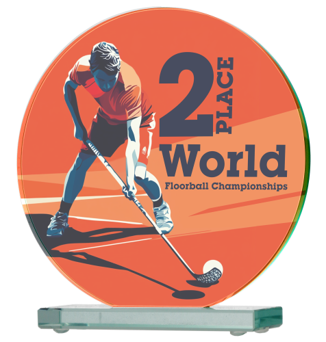 Statuetka szklana na zamówienie pełnokolorowy nadruk CMYK 8002