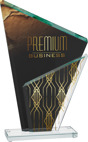 Biznesowa statuetka ze szkła na święta nadruk Warszawa Gs802