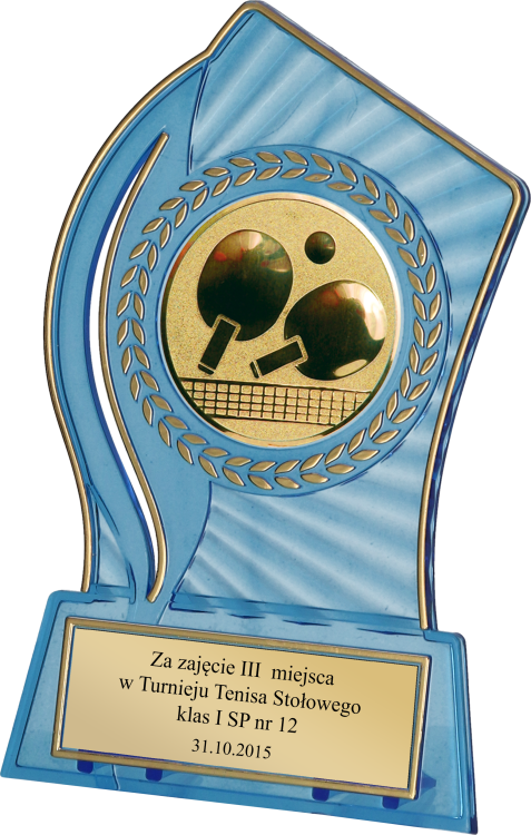 Trofeum Plastikowe Niebiesko-Złote PS110 z grawerem