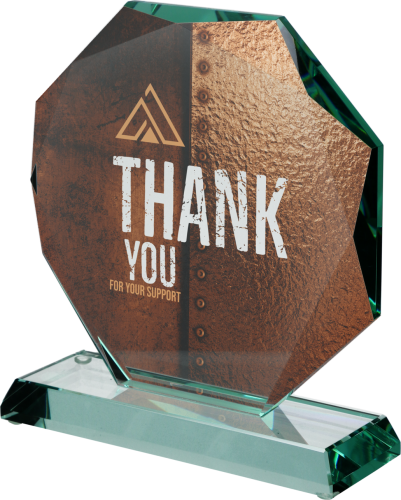Biznesowe trofeum ze szkła z okazji służbowych i prywatnych G020