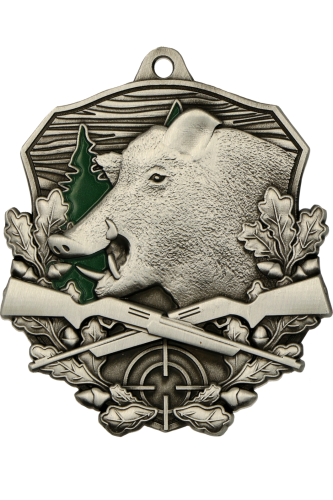 Medal Odlewany Myślistwo Dzik MD1670/AS | 79 x 74 mm | Antyczne Srebro