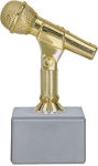 Statuetka Muzyczna Złoty Mikrofon Jasny Marmur 11 cm F174G/WM | Nagroda