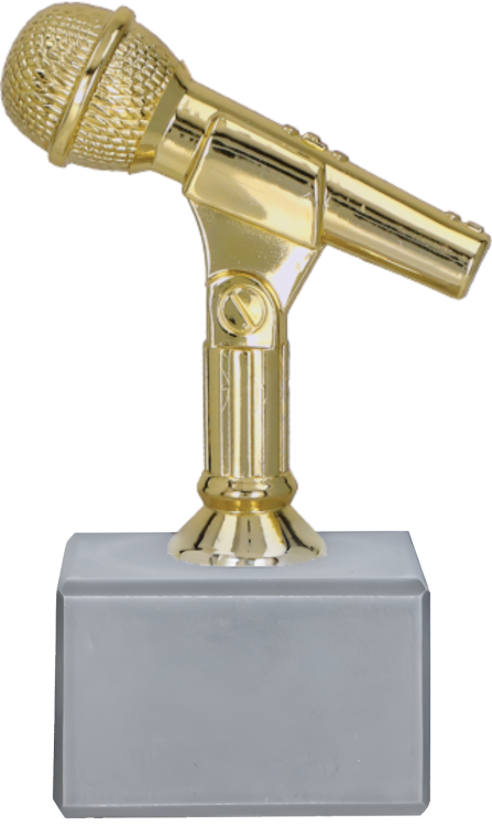 Statuetka Muzyczna Złoty Mikrofon Jasny Marmur 11 cm F174G/WM | Nagroda