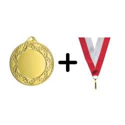 Medal ME0340 w kolorze złotym - 40mm Z Miejscem Na Wklejkę 25mm + wstążka 11 mm 