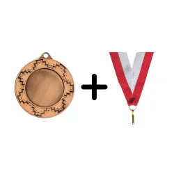 Medal ME0340 w kolorze brązowym - 40mm Z Miejscem Na Wklejkę 25mm + wstążka 11 mm
