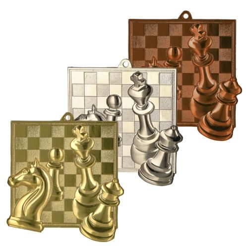 Medal Odlewany Szachy MD8046 | 69x65 mm | Złoty Srebrny Brązowy