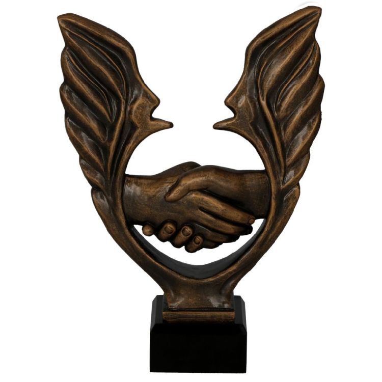 Statuetka Odlewana Uścisk Dłoni 22cm RFST3060/BR | Partnerstwo B2B