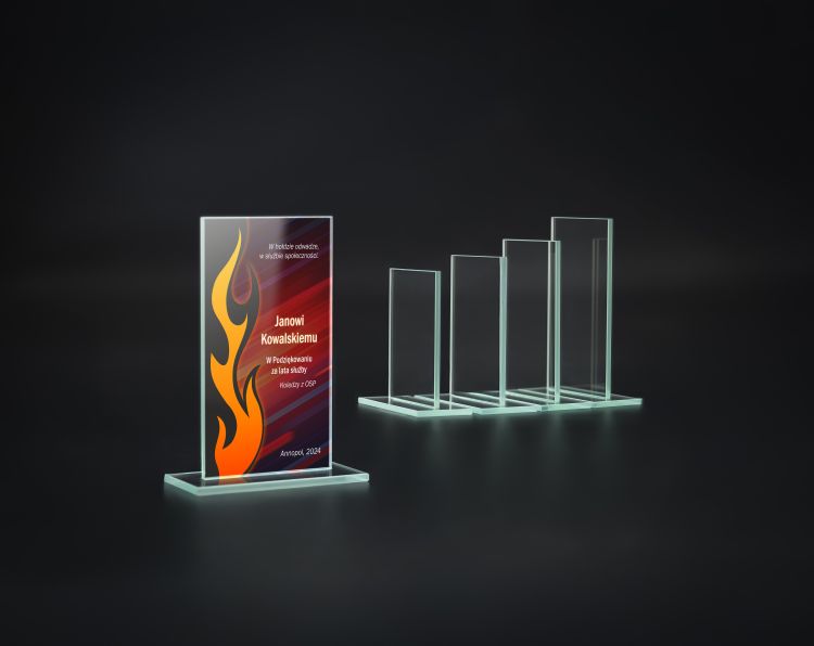 Uniwersalne trofeum szklane dla zawodnika za miejsce na podium M65