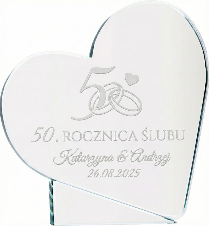 Podziękowanie dla rodziców szkło serce klasyczny mleczny grawer G046