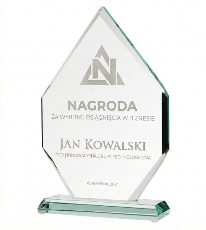 Okolicznościowe szkło dla firm elegancki mleczny grawer bez tła G018