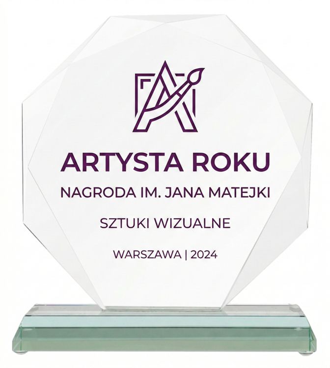 Trofeum biznesowe z logo firmy grawer wypełniony farbą G020