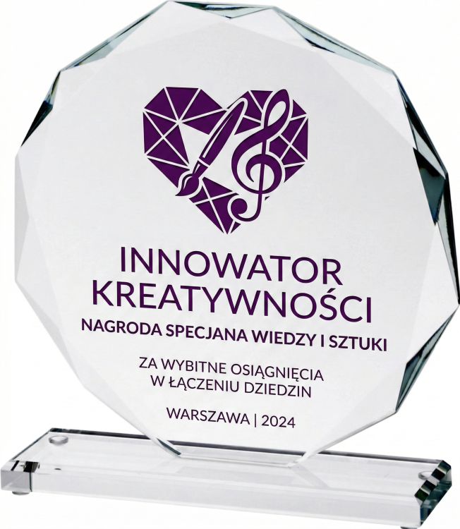 Statuetka firmowa ze szkła grawer wypełniony wybranym kolorem 8061