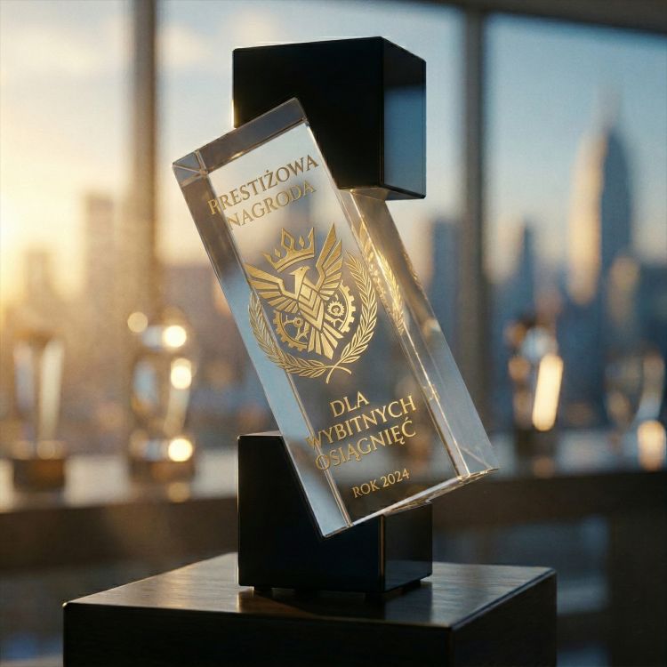 Wyjątkowy prezent okolicznościowy szklana statuetka z dedykacją C080