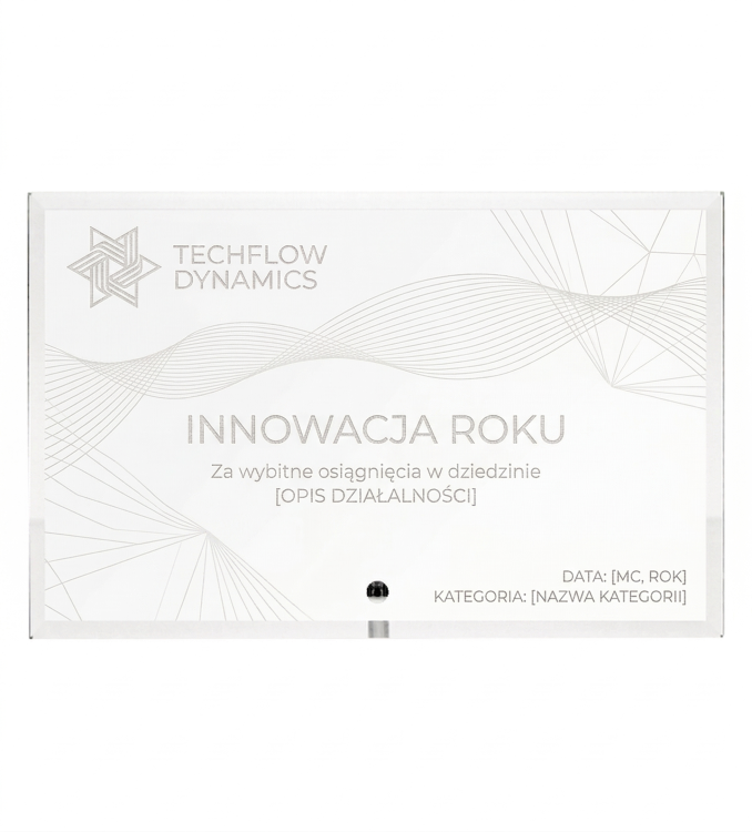Eleganckie trofeum firmowe klasyczny mleczny grawer bez tła M52