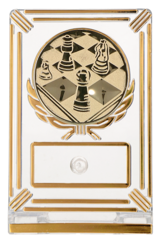 Trofeum Szachowe 13 cm Złote | Duży Emblemat 50 mm - Personalizacja