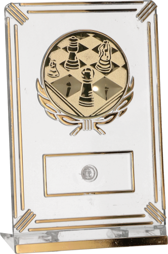 Trofeum Szachowe 13 cm Złote | Duży Emblemat 50 mm - Personalizacja