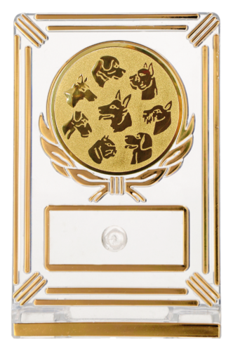 Złote Trofeum Kynologiczne 13 cm z Dużym Emblematem 50 mm | Wystawy Psów, Zaprzęgi, Sporty Psie