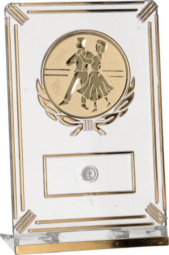 Trofeum Taneczne 13 cm Złote | Taniec Towarzyski, Emblemat 50 mm