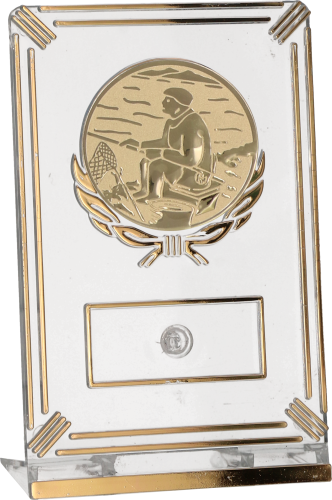 Trofeum Wędkarskie 13 cm Złote | Wędkarz, Zawody PZW, Emblemat 50 mm