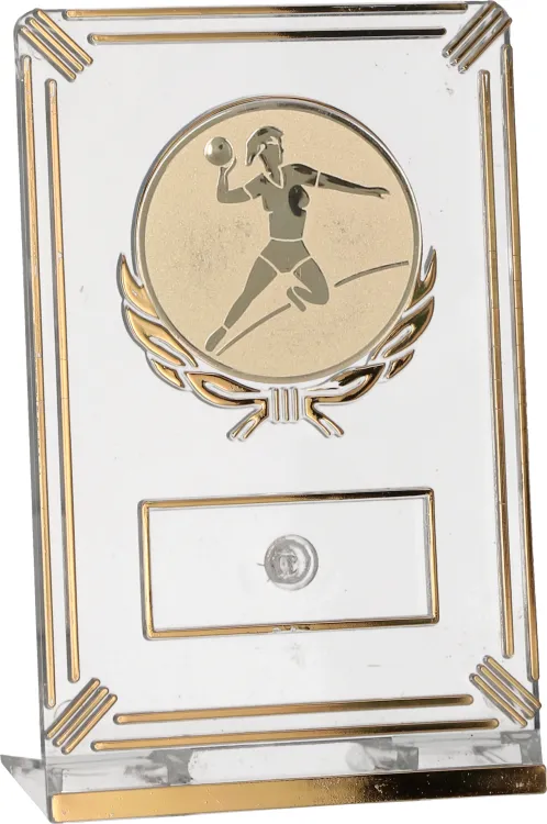 Trofeum Piłka Ręczna Kobiet 13 cm Złote | Szczypiornistka, Emblemat 50 mm