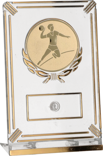 Trofeum Piłka Ręczna Mężczyzn 13 cm Złote | Szczypiornista, Emblemat 50 mm
