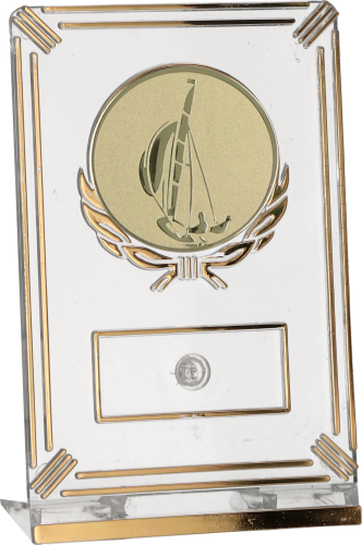Trofeum Żeglarstwo 13 cm Złote | Regaty, Jacht, Emblemat 50 mm