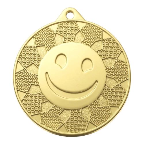 Złoty Medal Uśmiechnięta Buźka 50mm Stalowy | Dla Dzieci MMC6078G