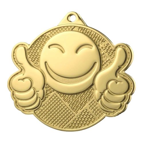 Złoty Medal Uśmiechnięta Buźka 50x63mm Stal | Dla Dzieci MMC6077G