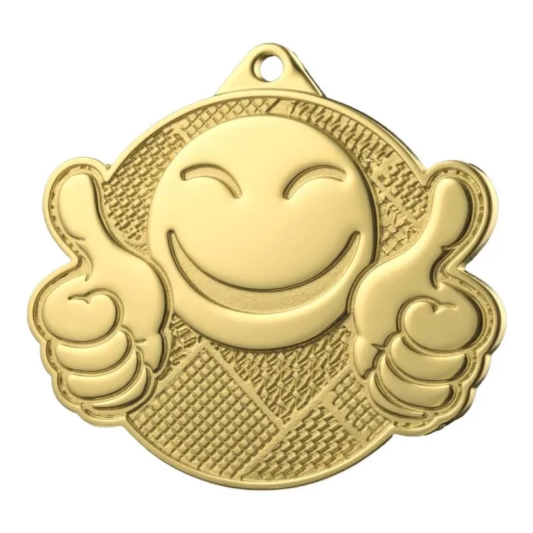 Złoty Medal Uśmiechnięta Buźka 50x63mm Stal | Dla Dzieci MMC6077G