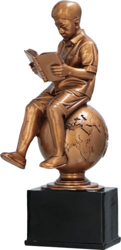Statuetka Odlewana Uczeń Chłopiec Globus 17cm RP8011/B | Szkolnictwo