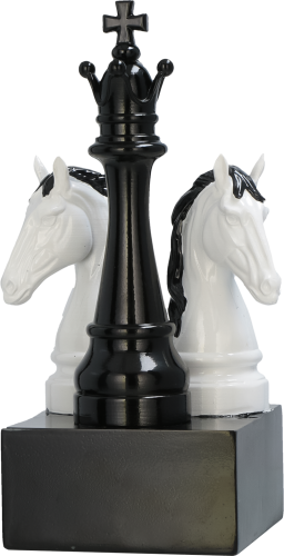 Statuetka Odlewana Szachy Król i Skoczki 18 cm RP8013/BK/WH