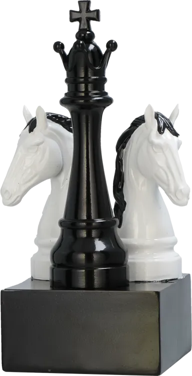 Statuetka Odlewana Szachy Król i Skoczki 18 cm RP8013/BK/WH