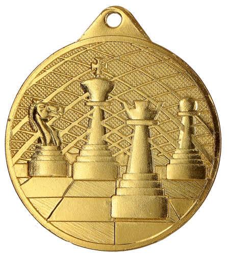 Złoty medal stalowy z motywem szachów MMC34050
